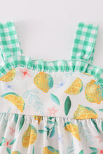 Load image into Gallery viewer, Green lemon pirnt girl bloomer set
