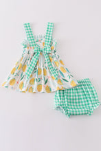 Load image into Gallery viewer, Green lemon pirnt girl bloomer set
