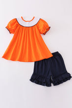 Load image into Gallery viewer, Navy orange war eagle embroidery girl set
