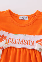 Load image into Gallery viewer, Orange clemson embroidery girl bloomer set
