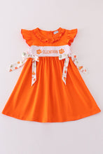 Load image into Gallery viewer, Orange clemson embroidery girl dress
