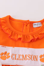 Load image into Gallery viewer, Orange clemson embroidery girl dress
