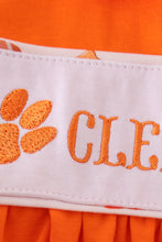 Load image into Gallery viewer, Orange clemson embroidery girl dress
