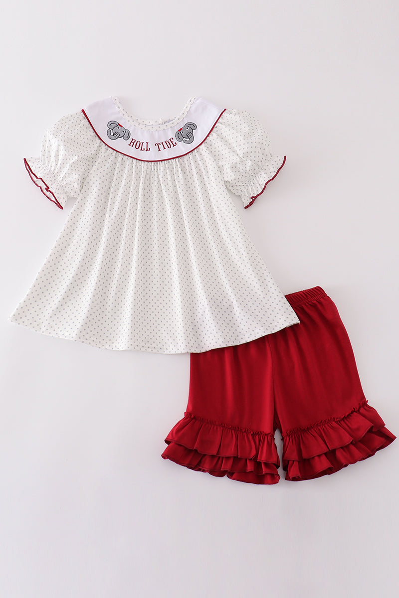 Maroon roll tide embroidery girl set