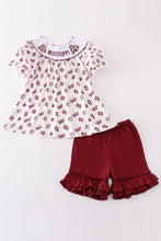 Load image into Gallery viewer, Maroon mississippi embroidery girl set
