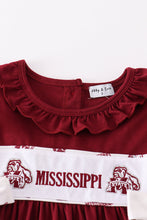 Load image into Gallery viewer, Maroon mississippi embroidery girl dress
