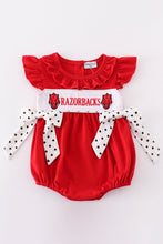 Load image into Gallery viewer, Red razorbacks embroidery girl bubble
