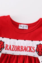 Load image into Gallery viewer, Red razorbacks embroidery girl bloomer set
