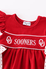 Load image into Gallery viewer, Red sooners embroidery girl bloomer set
