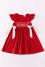 Load image into Gallery viewer, Red sooners embroidery girl dress
