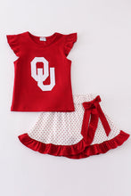 Load image into Gallery viewer, Red sooners embroidery girl skort set
