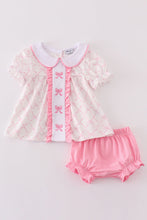 Load image into Gallery viewer, Pink bow embroidery girl bloomer set
