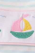 Load image into Gallery viewer, Pink sailboat embroidery girl swimsuit
