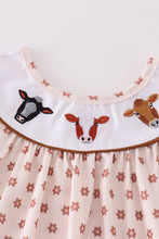 Load image into Gallery viewer, Floral print cow embroidery girl dress
