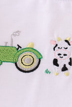 Load image into Gallery viewer, Blue farm embroidery boy bloomer set
