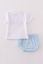 Load image into Gallery viewer, Blue farm embroidery boy bloomer set
