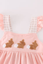 Load image into Gallery viewer, Pink easter bunny french knot girl dress
