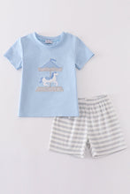 Load image into Gallery viewer, Blue carousel applique boy set
