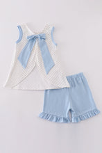 Load image into Gallery viewer, Blue lemon french knot girl set
