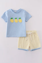 Load image into Gallery viewer, Blue lemon french knot boy set
