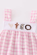 Load image into Gallery viewer, Pink easter cross sheep embroidery girl bubble
