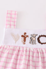 Load image into Gallery viewer, Pink easter cross sheep embroidery dress
