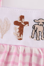 Load image into Gallery viewer, Pink easter cross sheep embroidery dress
