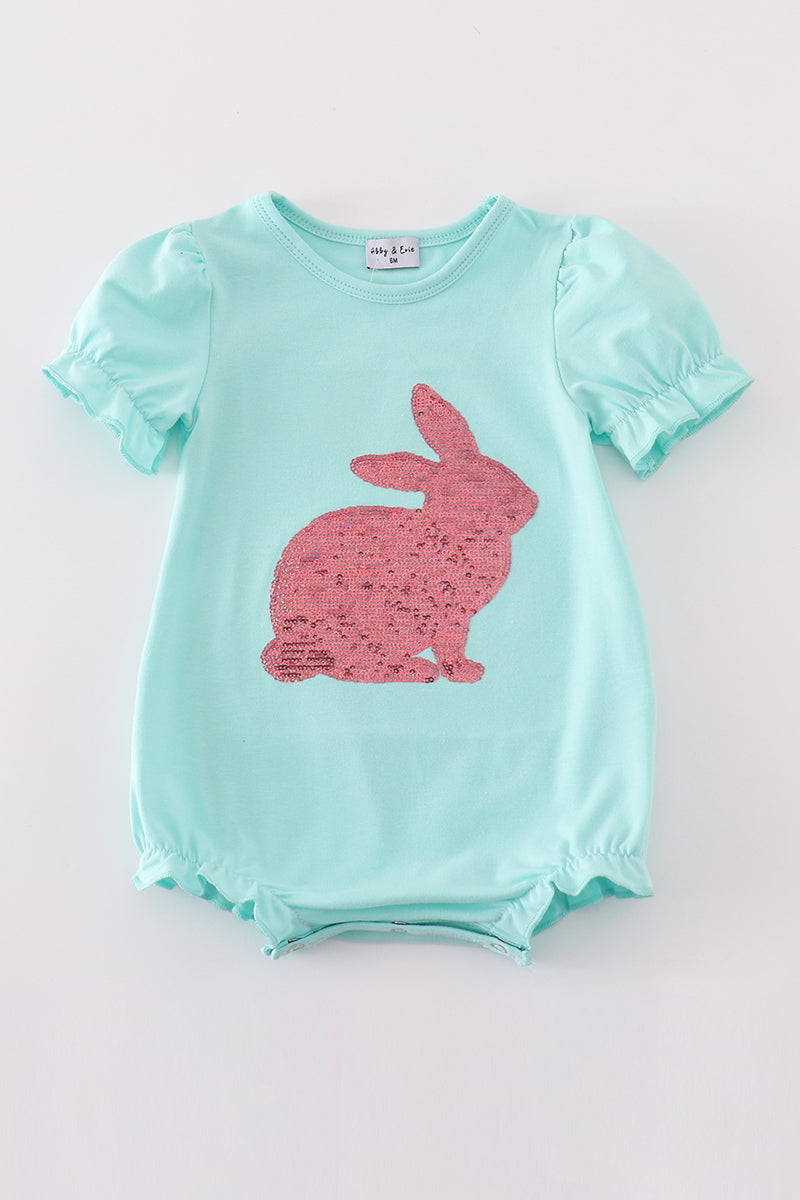 Mint bunny sequin girl bubble