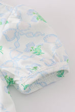 Load image into Gallery viewer, Green leaves bow print girl bloomer set
