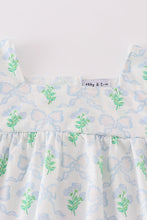 Load image into Gallery viewer, Green leaves bow print girl set
