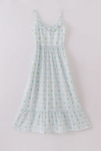 Load image into Gallery viewer, Green leaves bow print mom&amp;me dress
