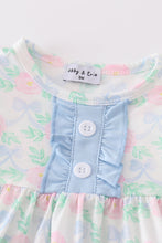 Load image into Gallery viewer, Blue floral bow print girl bloomer set
