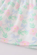 Load image into Gallery viewer, Blue floral bow print girl bloomer set
