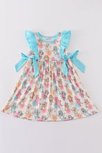 Load image into Gallery viewer, Blue character print ruffle girl dress
