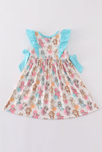 Load image into Gallery viewer, Blue character print ruffle girl dress
