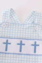 Load image into Gallery viewer, Blue easter cross embroidery boy bubble
