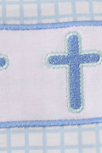 Load image into Gallery viewer, Blue easter cross embroidery boy bubble
