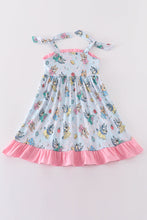 Load image into Gallery viewer, Pink character print ruffle girl dress
