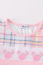 Load image into Gallery viewer, Pink plaid character embroidery girl set
