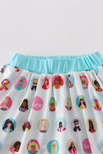 Load image into Gallery viewer, Mint barbie print girl skorts set
