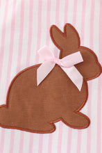 Load image into Gallery viewer, Pink easter bunny applique stripe girl set
