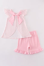 Load image into Gallery viewer, Pink easter bunny applique stripe girl set
