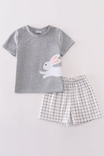 Load image into Gallery viewer, Grey easter bunny applique boy set
