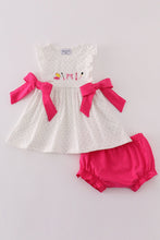 Load image into Gallery viewer, Pink make up embroidery girl bloomer set
