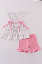 Load image into Gallery viewer, Pink bow I love mommy embroidery girl set
