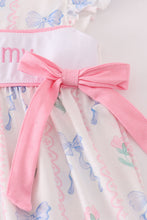 Load image into Gallery viewer, Pink bow I love mommy embroidery girl set
