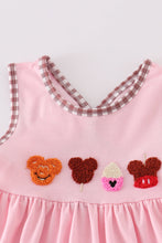 Load image into Gallery viewer, Pink character ice cream french knot dress
