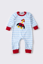 Load image into Gallery viewer, Red rocket applique boy romper
