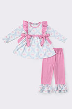 Load image into Gallery viewer, Pink bow print girl pants set
