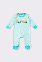 Load image into Gallery viewer, Blue truck stripe boy romper
